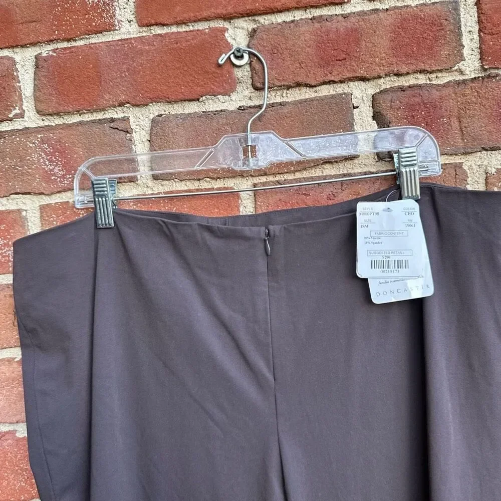 Doncaster Collection $290 Flat Front Dress Pants Brown High Rise size 18 NWT